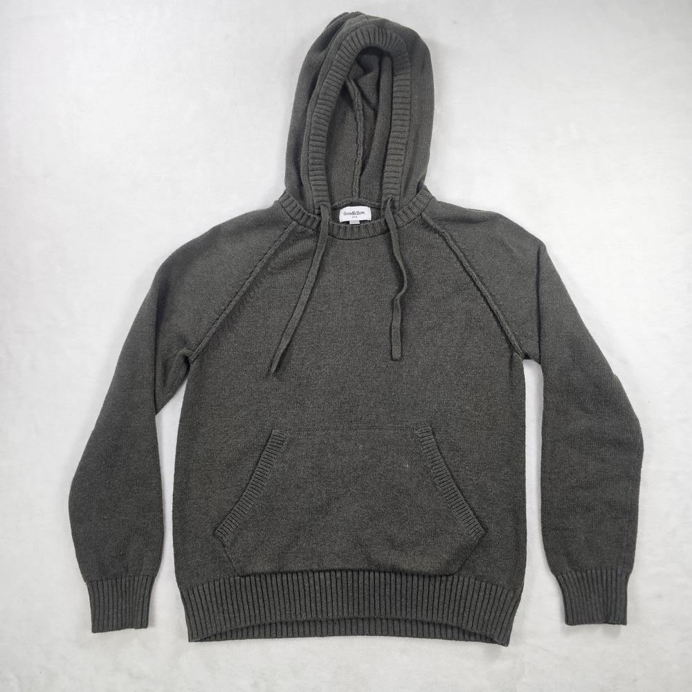 Goodfellow & Co Knit Hoodie Mens Large Olive Green Excellent Raglan Pullover